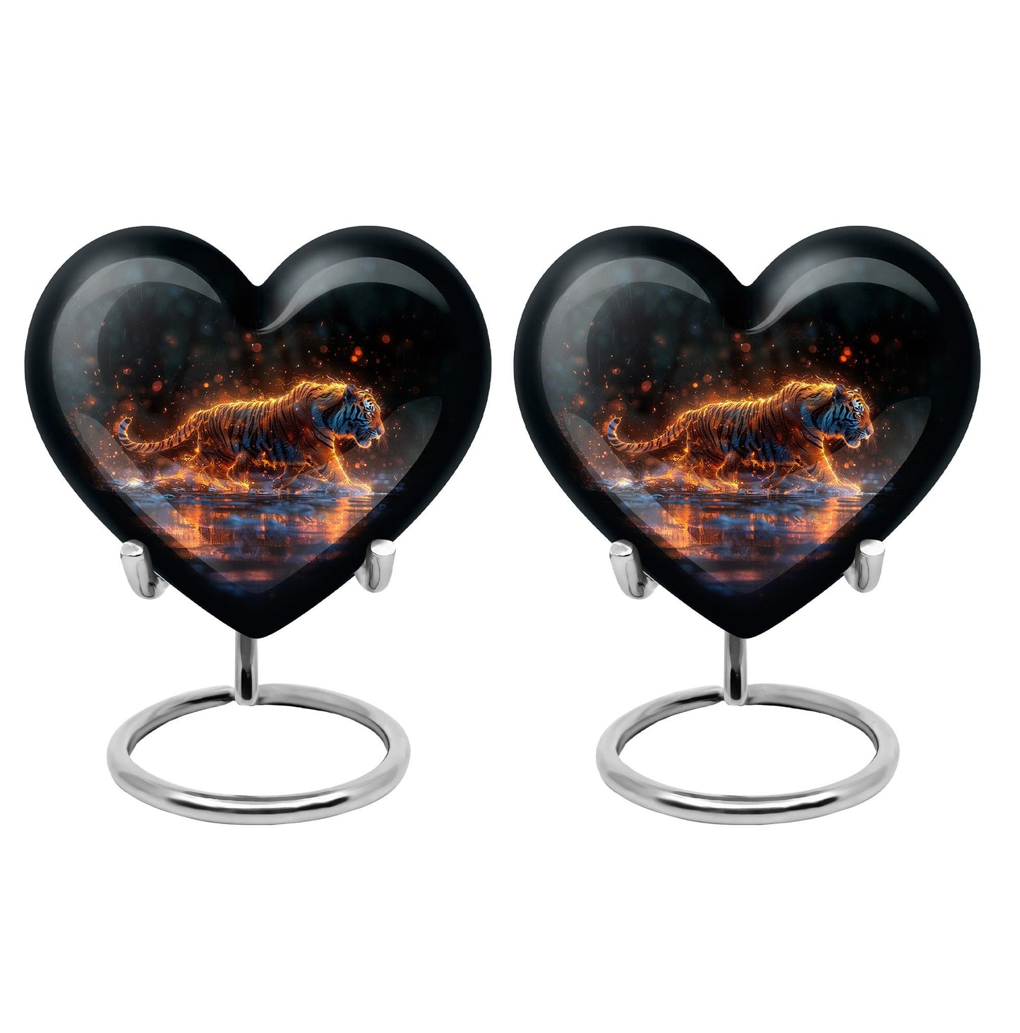 Black Personalized Tiger Cremation Urn for Human Ashes - 10-inch, 200 cu in - Yatskia
