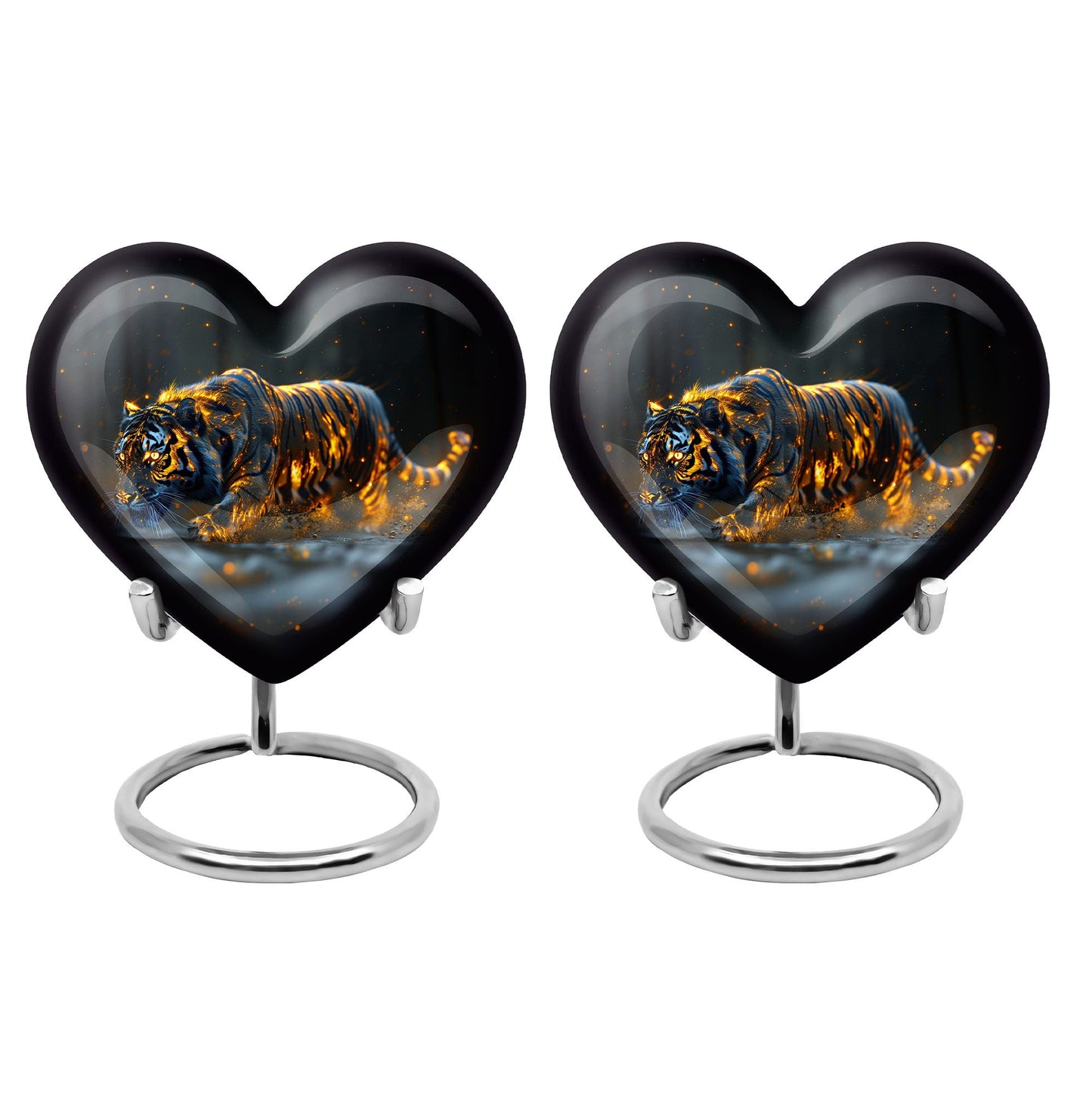 Black Personalized Tiger Cremation Urn for Human Ashes - 10-inch, 200 cu in - Yatskia
