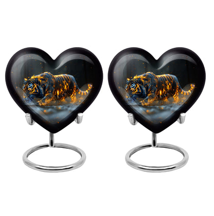 Black Personalized Tiger Cremation Urn for Human Ashes - 10-inch, 200 cu in - Yatskia