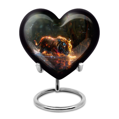 Black Personalized Tiger Cremation Urn for Human Ashes - 10-inch, 200 cu in - Yatskia
