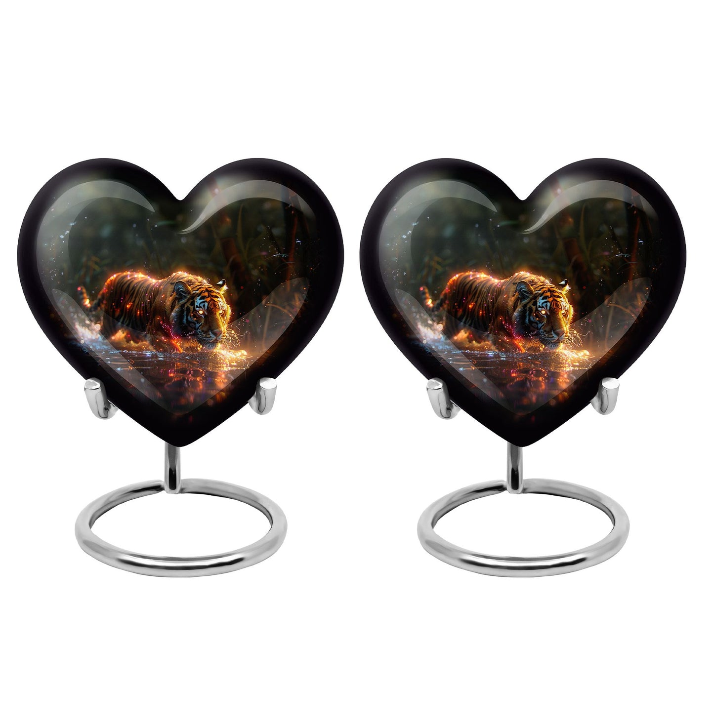 Black Personalized Tiger Cremation Urn for Human Ashes - 10-inch, 200 cu in - Yatskia