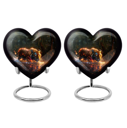Black Personalized Tiger Cremation Urn for Human Ashes - 10-inch, 200 cu in - Yatskia