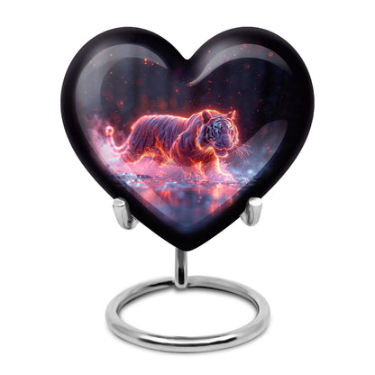 Black Personalized Tiger Cremation Urn for Human Ashes - 10-inch, 200 cu in - Yatskia