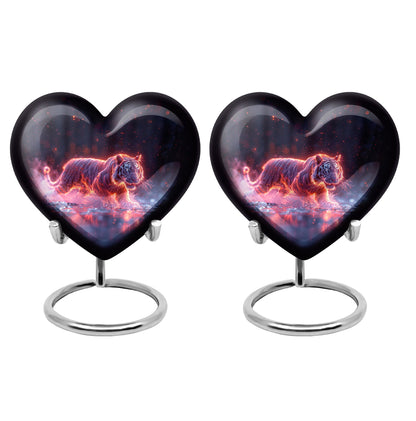 Black Personalized Tiger Cremation Urn for Human Ashes - 10-inch, 200 cu in - Yatskia