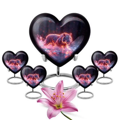 Black Personalized Tiger Cremation Urn for Human Ashes - 10-inch, 200 cu in - Yatskia