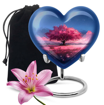 Pink Personalized Tree of Life Cremation Urn for Human Ashes - 10-inch, 200 cu in - Yatskia