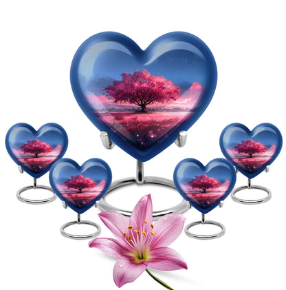 Pink Personalized Tree of Life Cremation Urn for Human Ashes - 10-inch, 200 cu in - Yatskia