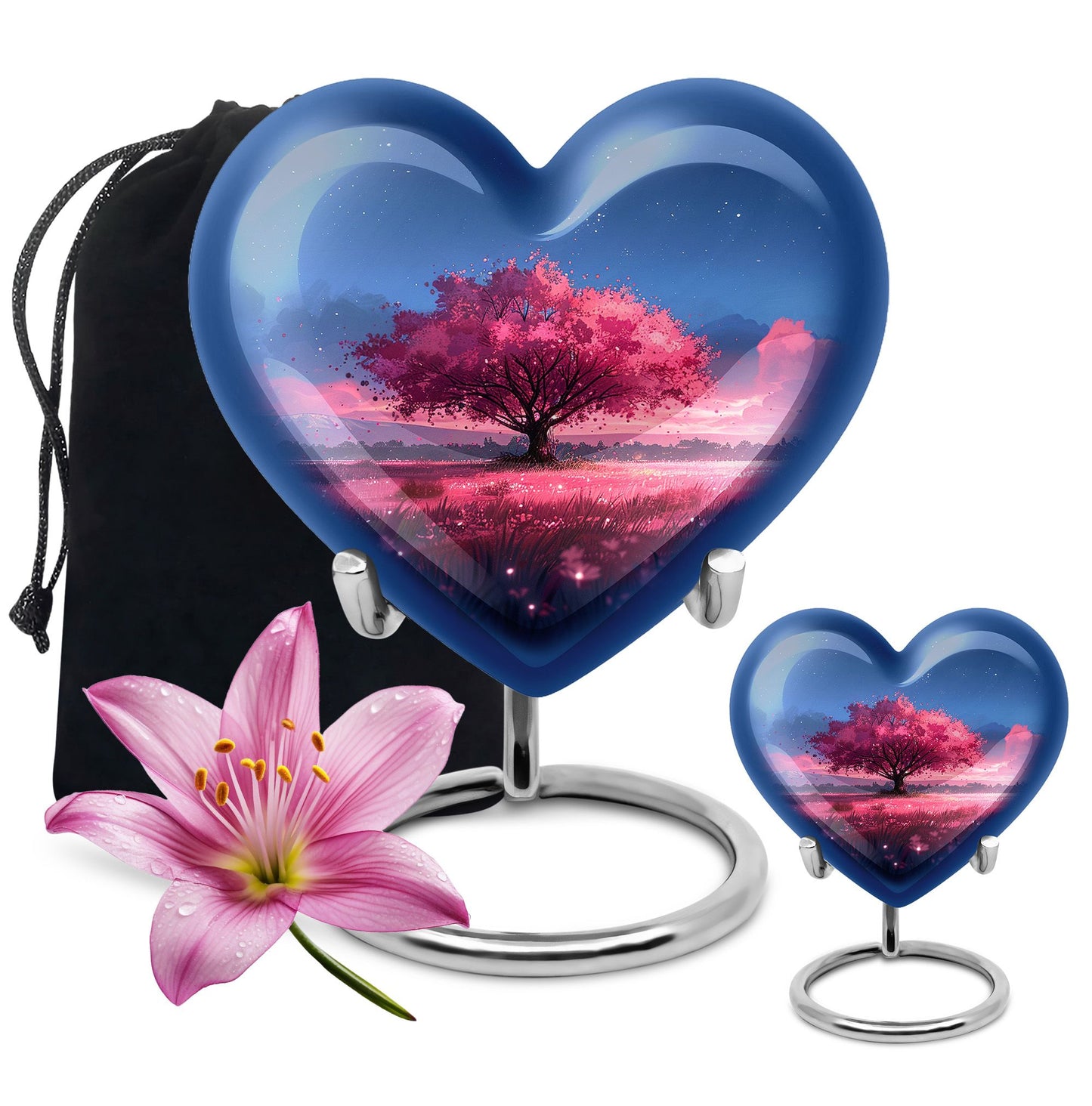 Pink Personalized Tree of Life Cremation Urn for Human Ashes - 10-inch, 200 cu in - Yatskia