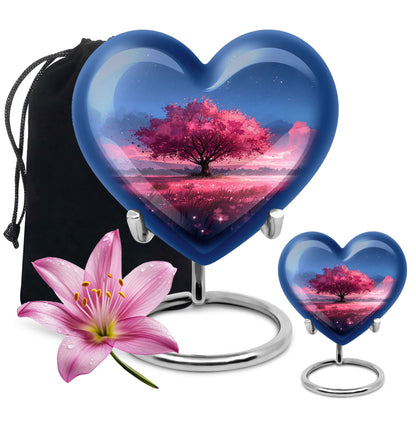 Pink Personalized Tree of Life Cremation Urn for Human Ashes - 10-inch, 200 cu in - Yatskia
