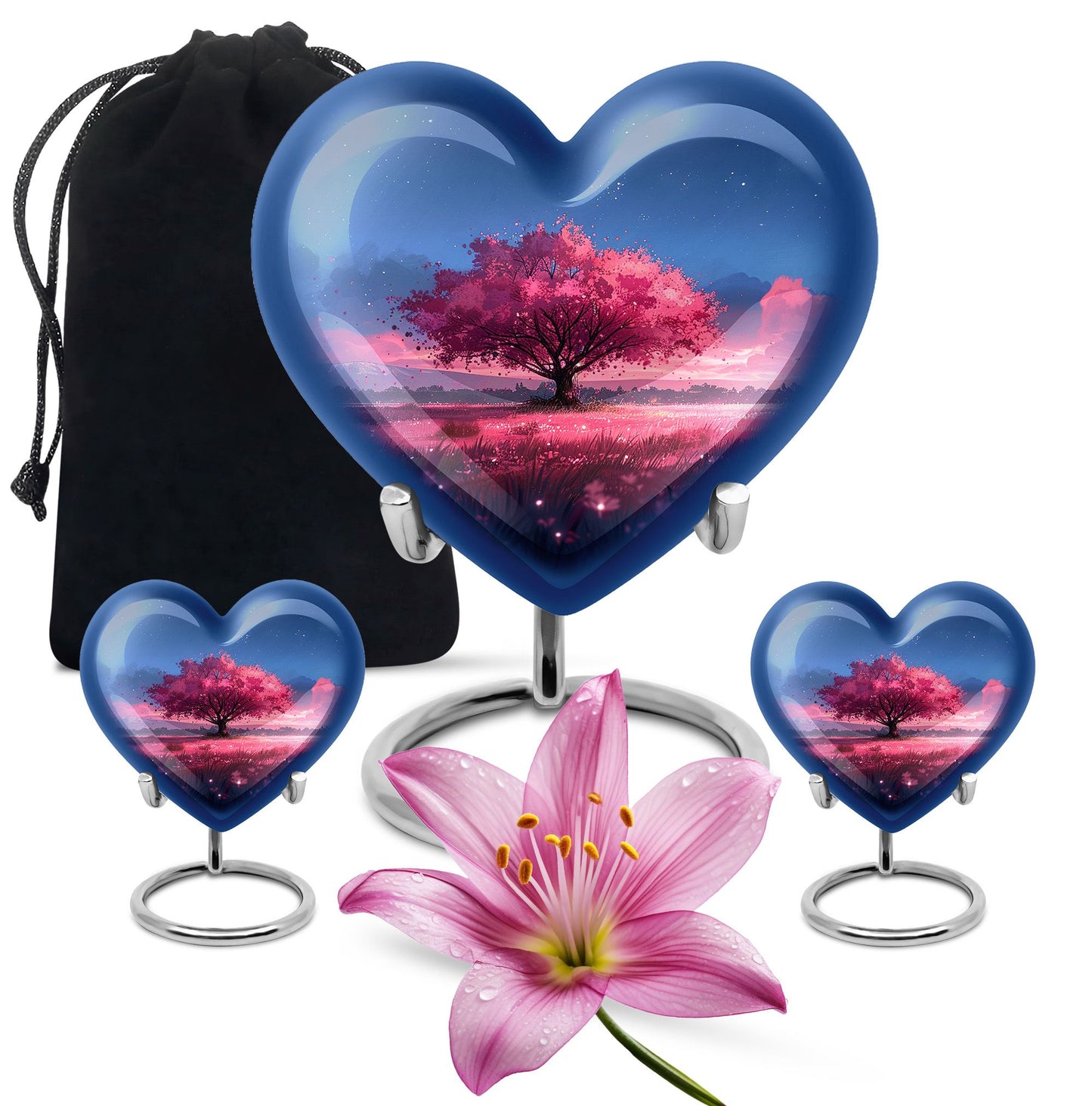 Pink Personalized Tree of Life Cremation Urn for Human Ashes - 10-inch, 200 cu in - Yatskia