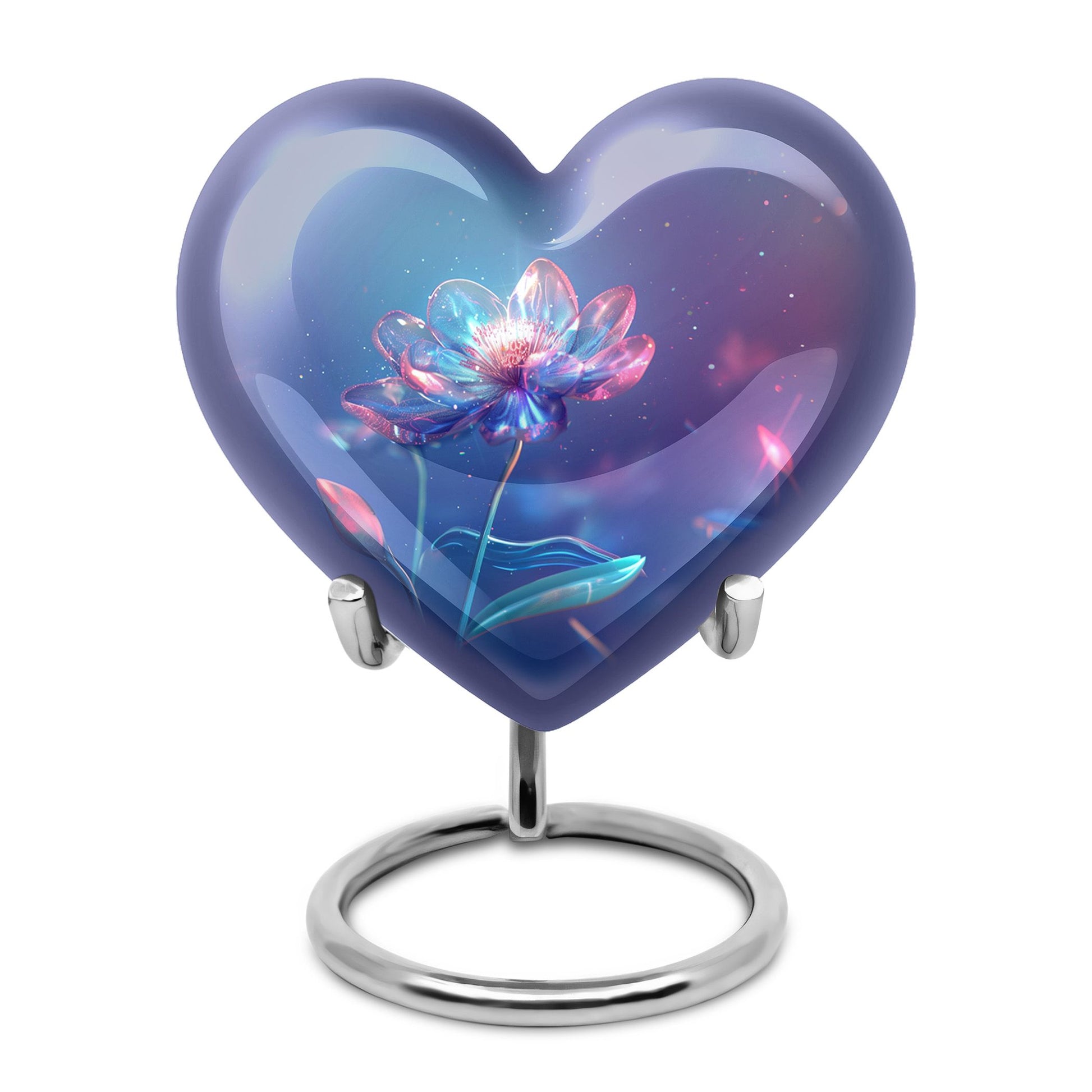 Beautiful Blue Flower Urn - Artistic Floral Design Cremation Urn for Ashes