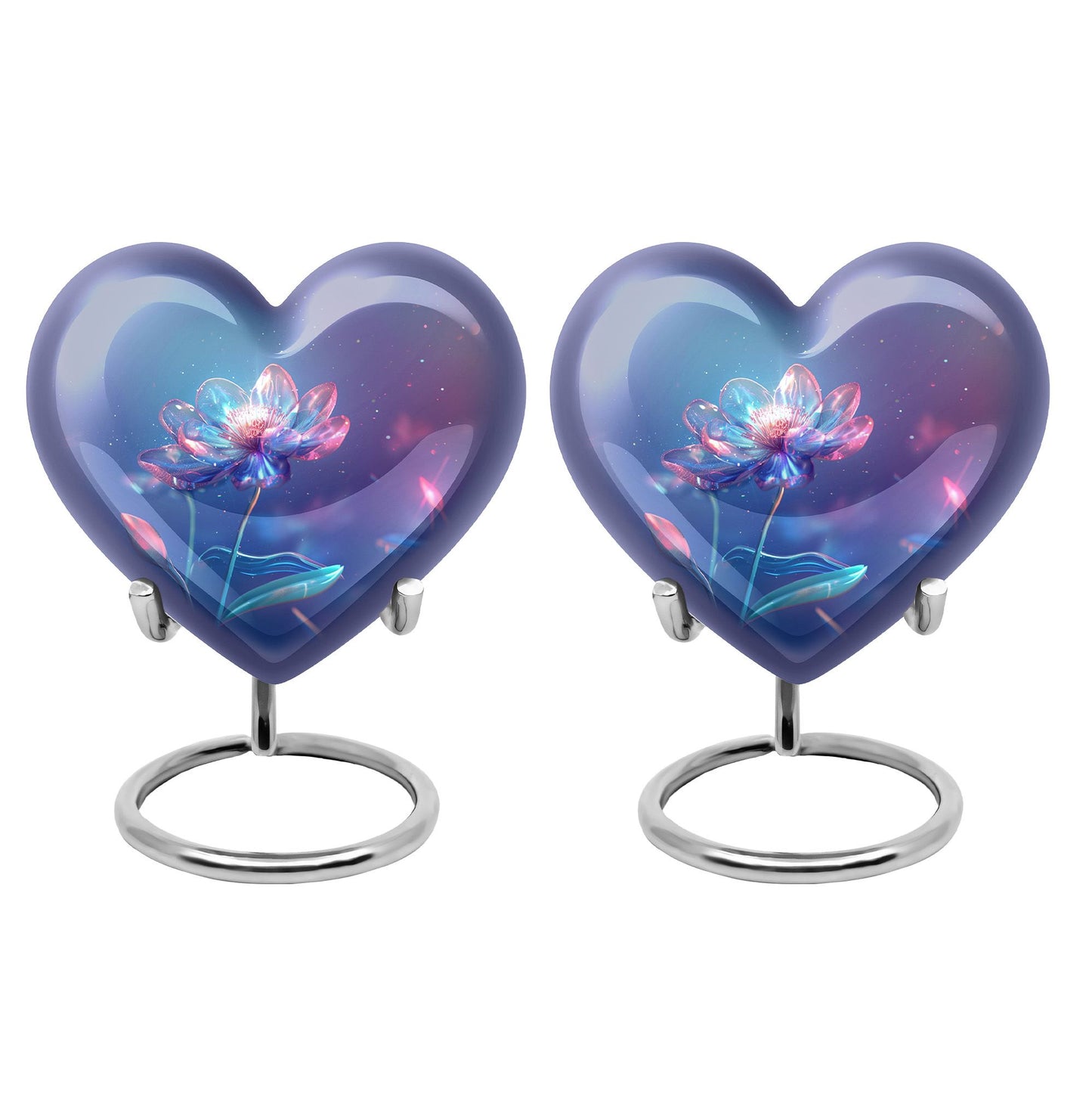 Blue Personalized Flower Cremation Urn for Human Ashes - 10-inch, 200 cu in - Yatskia
