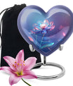 Beautiful Blue Flower Urn - Artistic Floral Design Cremation Urn for Ashes