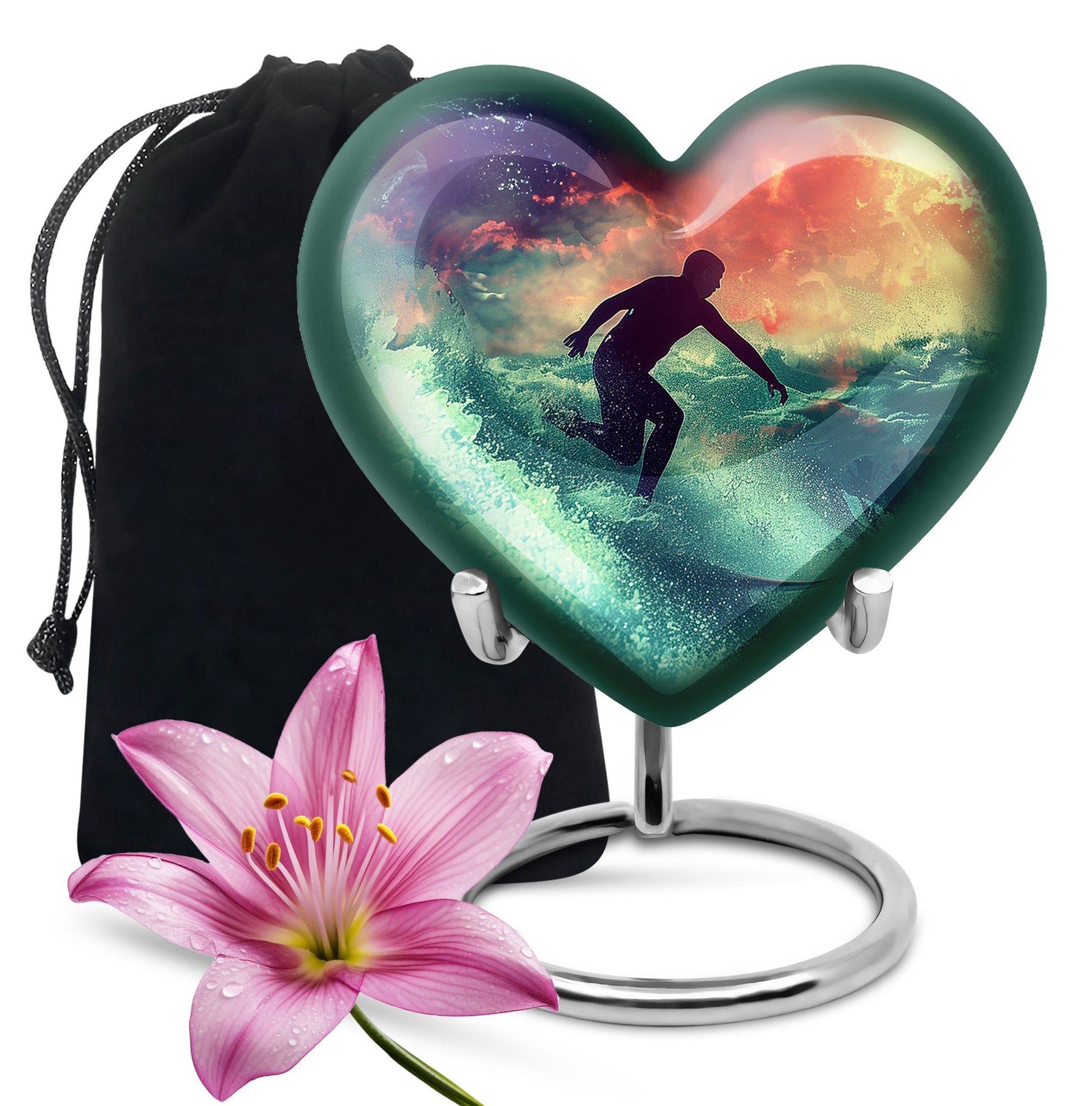 Surfing Man In Ocean - Decorative Unique Urn For Ashes Adult Male