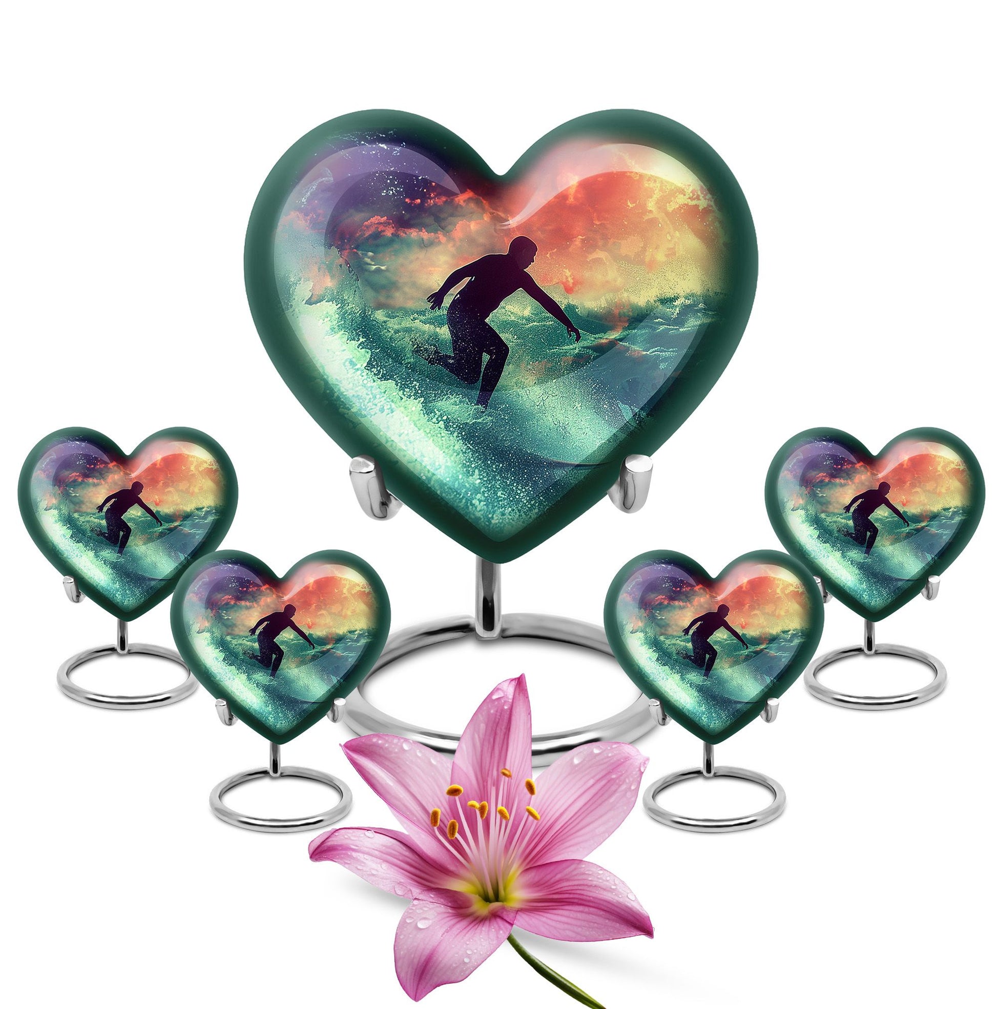 Surfing Man In Ocean - Decorative Unique Urn For Ashes Adult Male