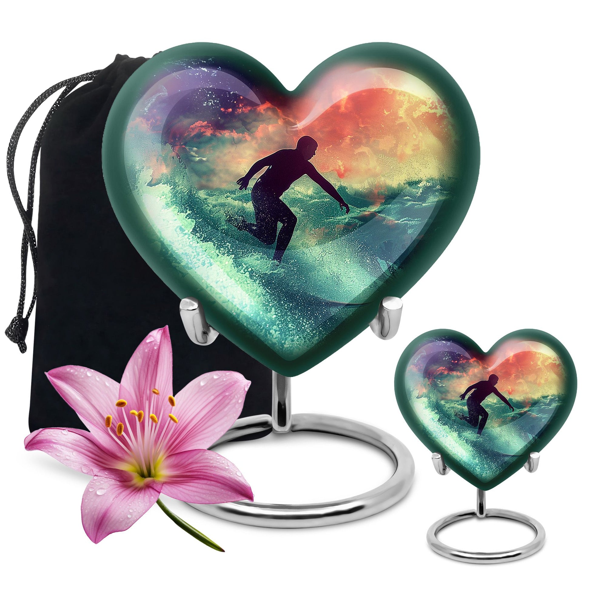 Surfing Man In Ocean - Decorative Unique Urn For Ashes Adult Male