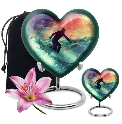 Surfing Man In Ocean - Decorative Unique Urn For Ashes Adult Male