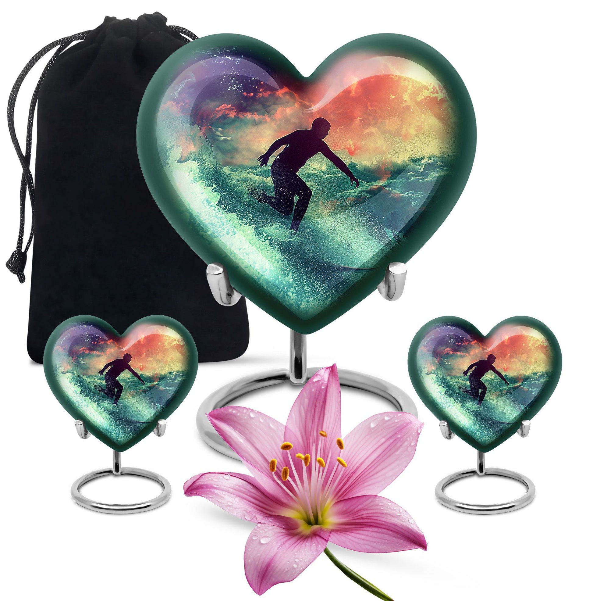 Surfing Man In Ocean - Decorative Unique Urn For Ashes Adult Male