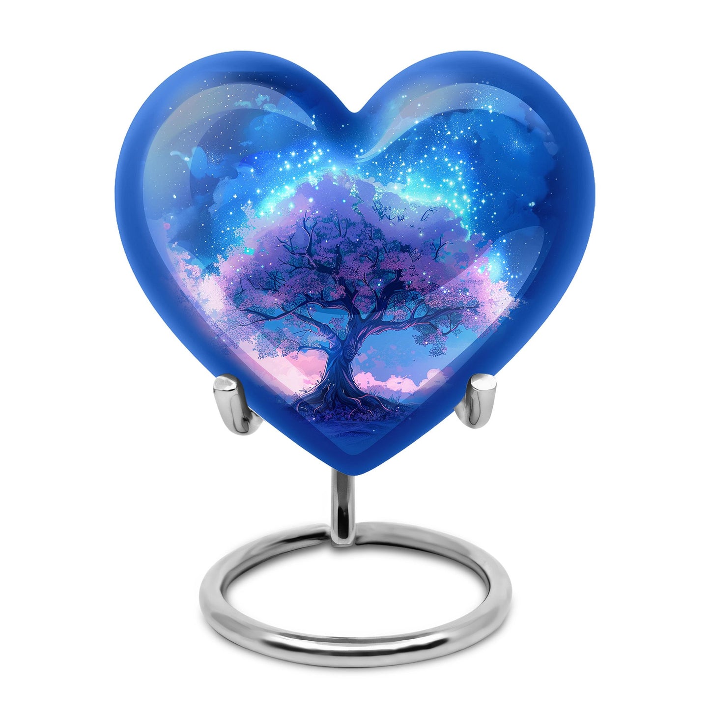 Blue Personalized Tree of Life Cremation Urn for Human Ashes - 10-inch, 200 cu in - Yatskia