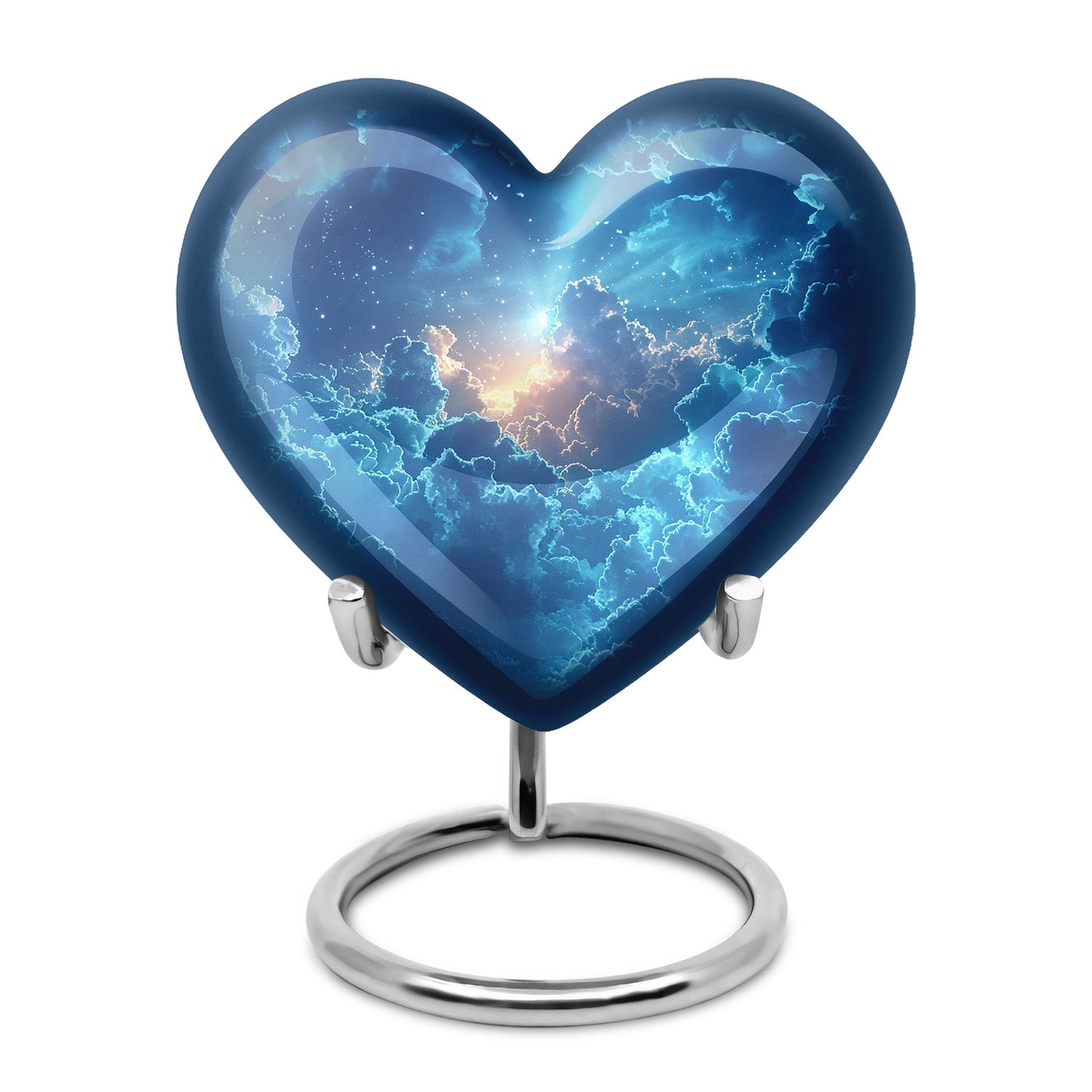 Blue Personalized Blue Cremation Urn for Human Ashes - 10-inch, 200 cu in - Yatskia