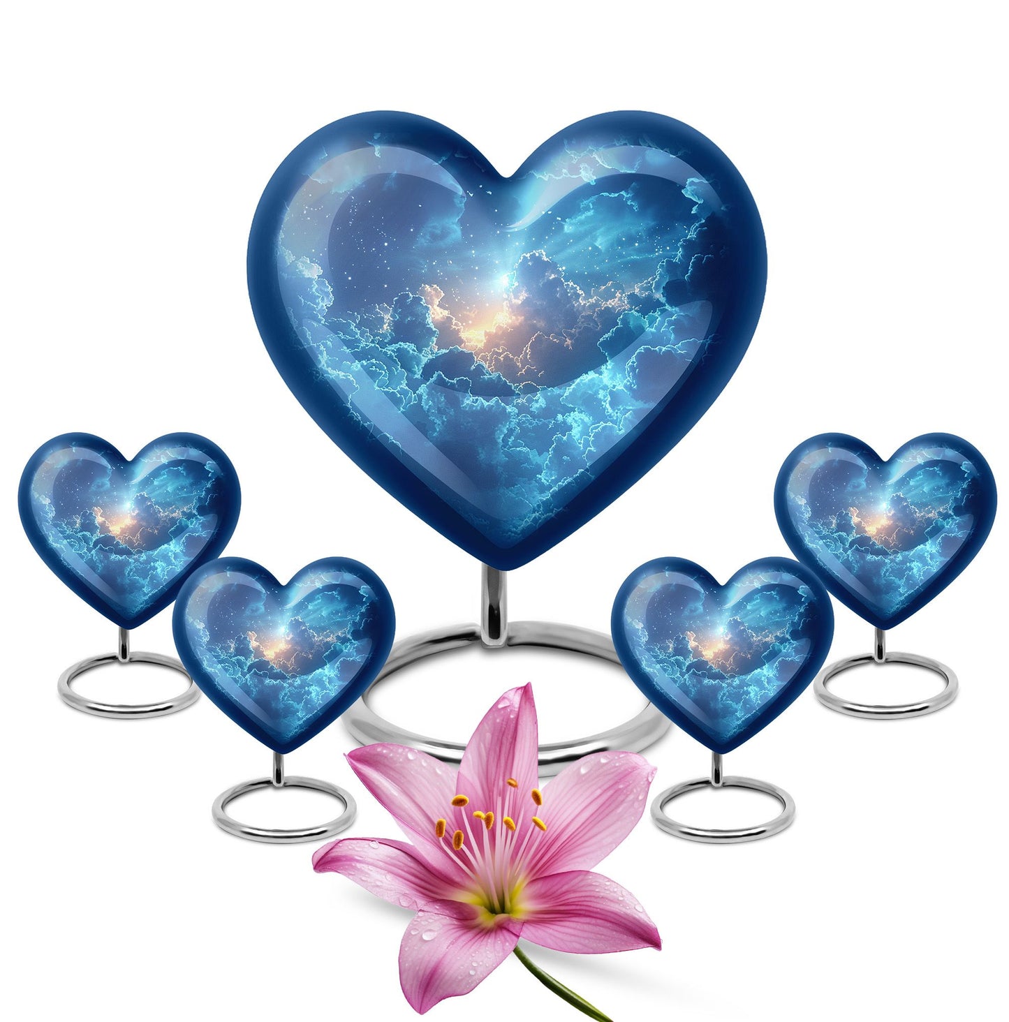Blue Personalized Blue Cremation Urn for Human Ashes - 10-inch, 200 cu in - Yatskia
