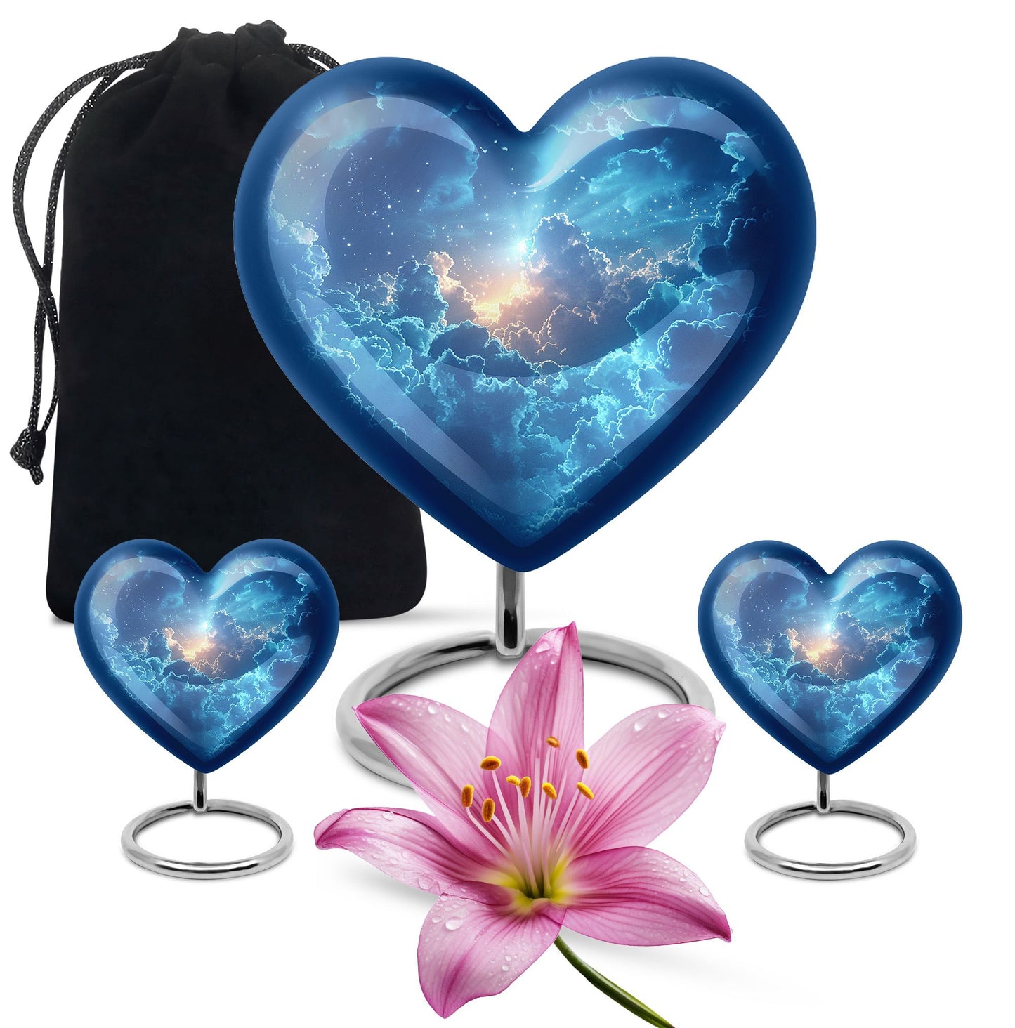 Blue Personalized Blue Cremation Urn for Human Ashes - 10-inch, 200 cu in - Yatskia