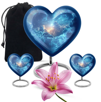 Blue Personalized Blue Cremation Urn for Human Ashes - 10-inch, 200 cu in - Yatskia