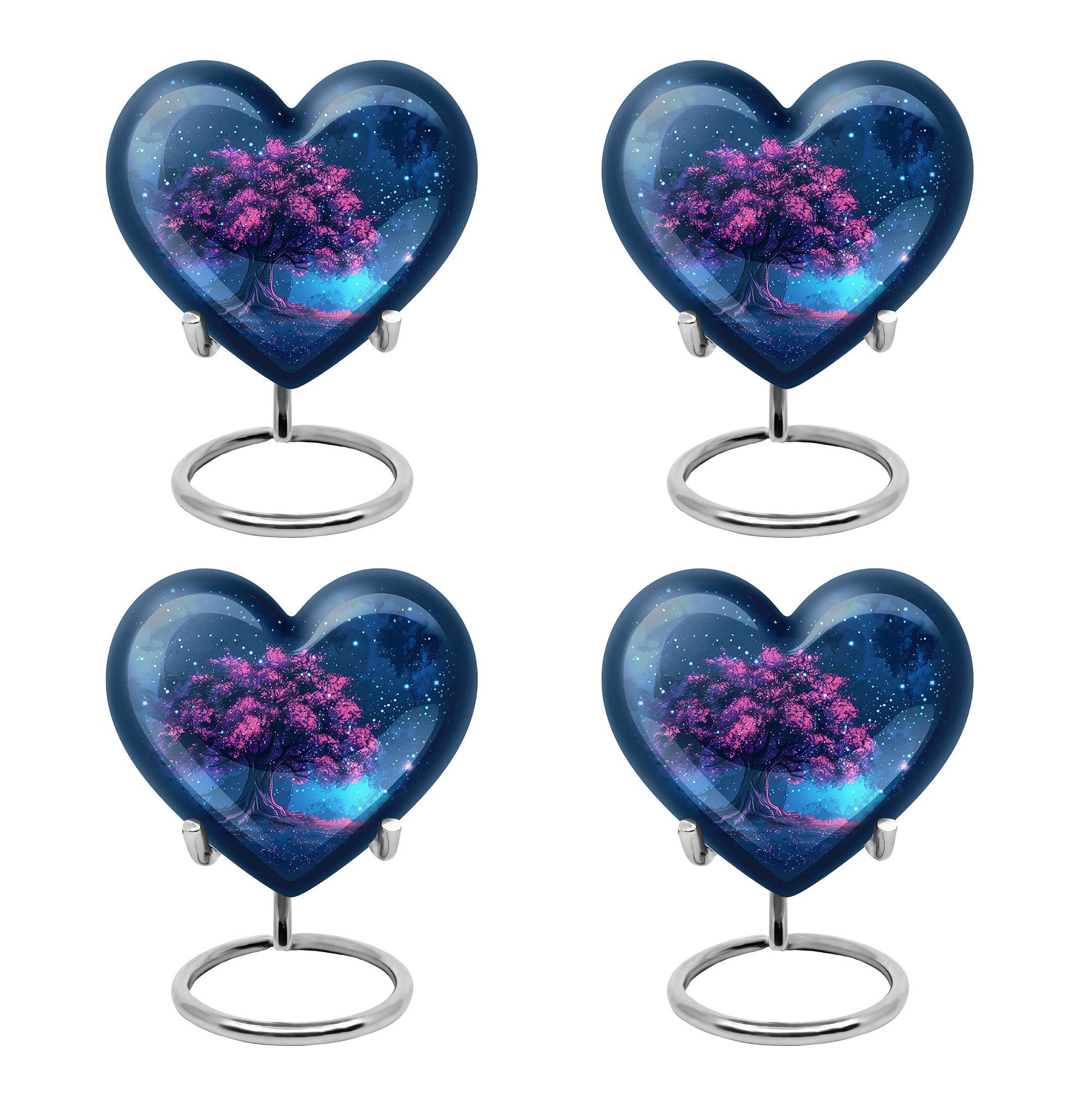 Night Pink Tree Cremation Urn - Beautiful Night Sky Burial Urn For Women