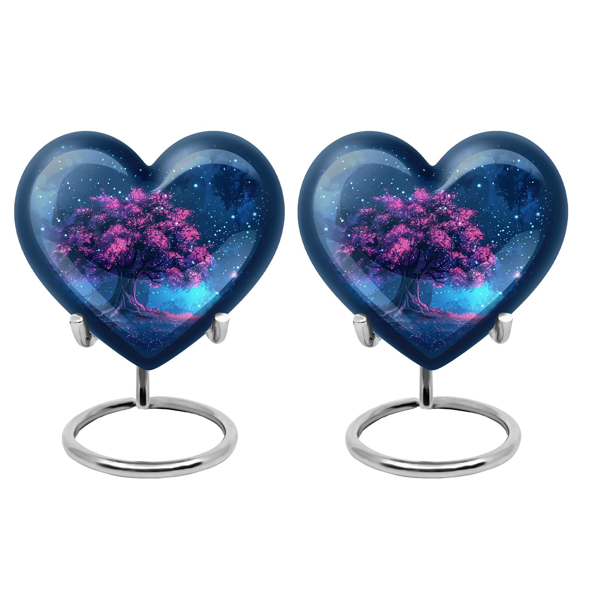 Night Pink Tree Cremation Urn - Beautiful Night Sky Burial Urn For Women