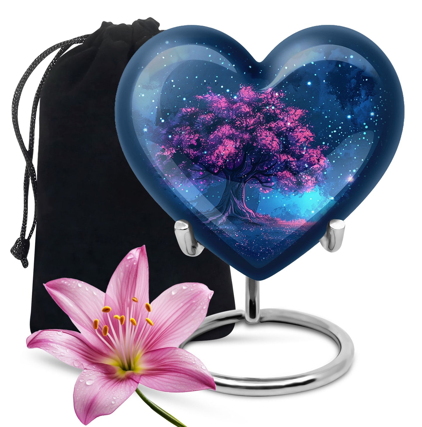 Pink Personalized Star Cremation Urn for Women - 10-inch, 200 cu in - Yatskia