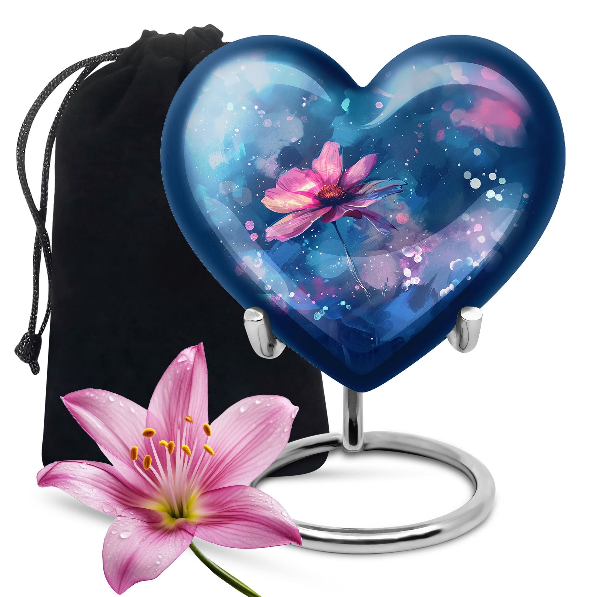 Beautiful Pink Flower Cremation Urn for Ashes - Decorative Unique Urn For Women