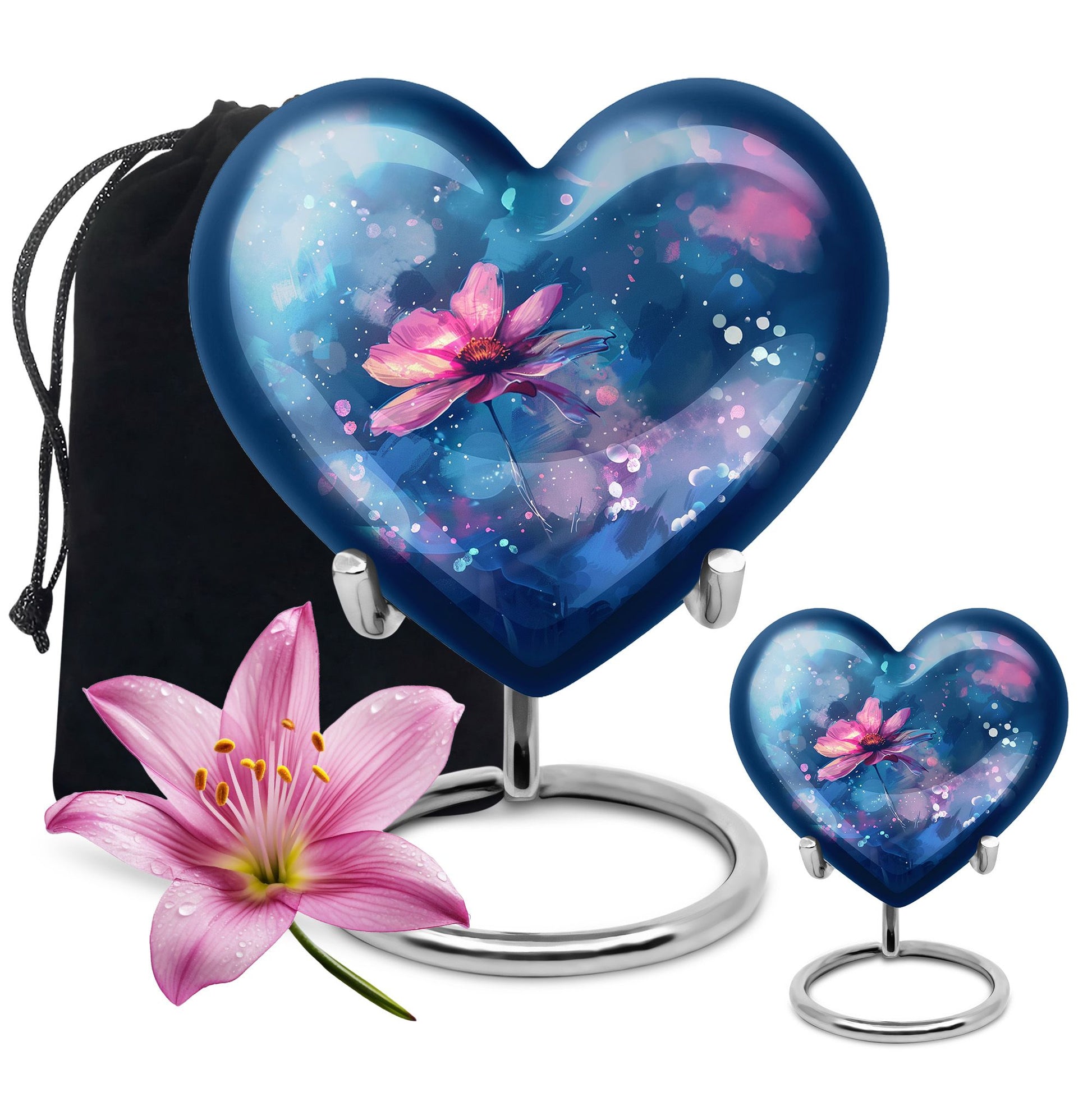 Beautiful Pink Flower Cremation Urn for Ashes - Decorative Unique Urn For Women