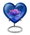 Blue Floral Tree Cremation Urn - Large Urns For Human Ashes