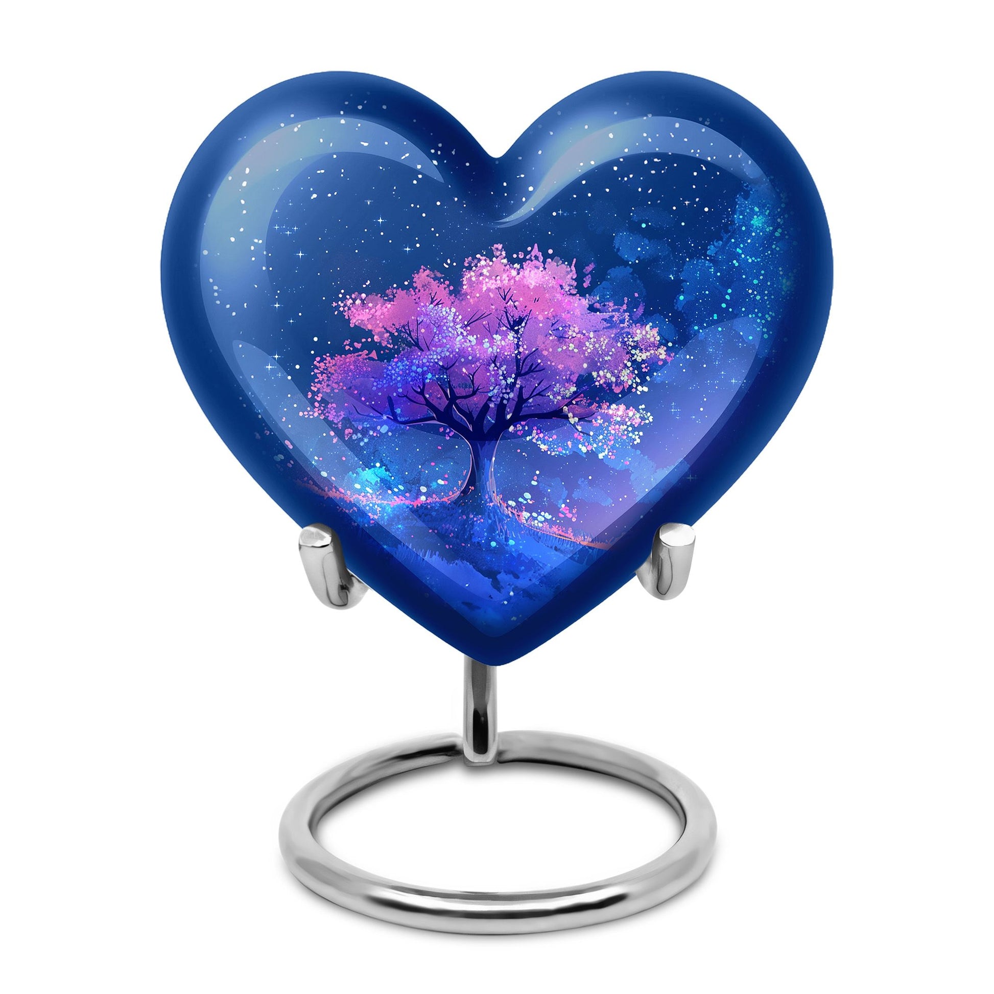 Blue Floral Tree Cremation Urn - Large Urns For Human Ashes