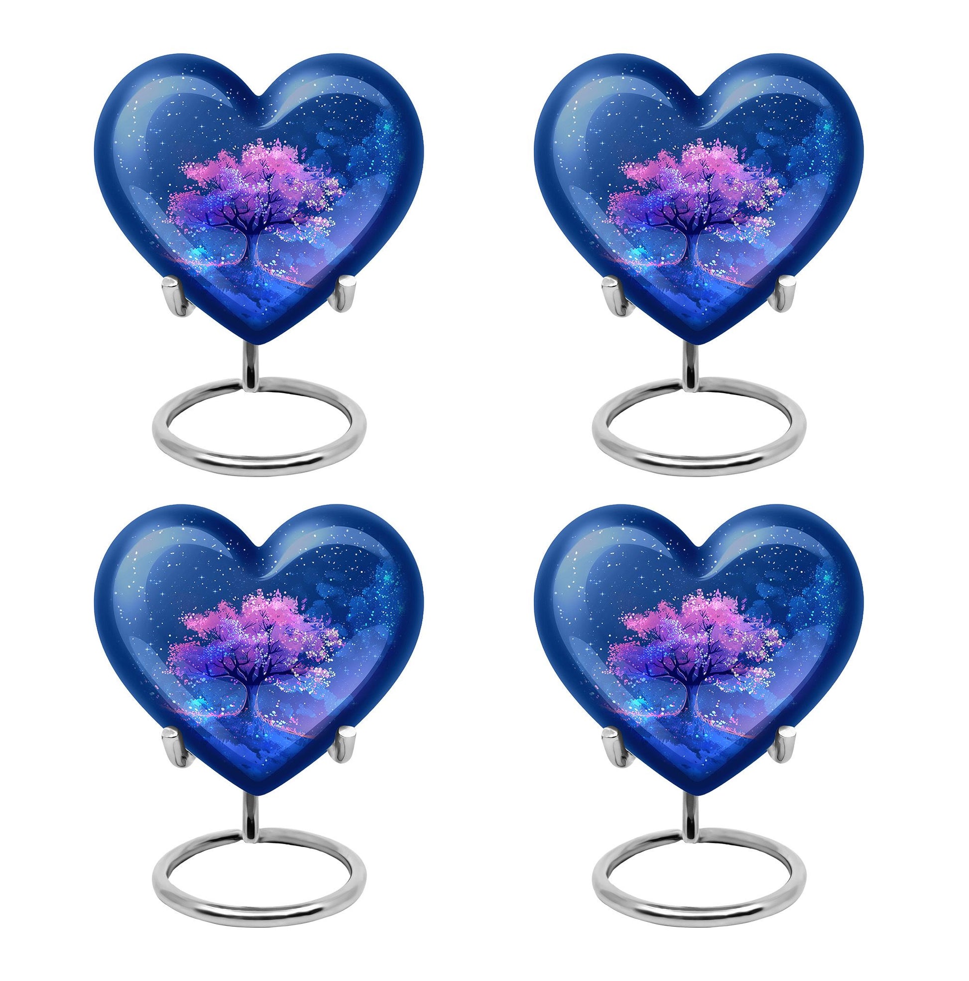 Blue Floral Tree Cremation Urn - Large Urns For Human Ashes