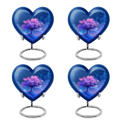 Blue Personalized Flower Cremation Urn for Human Ashes - 10-inch, 200 cu in - Yatskia