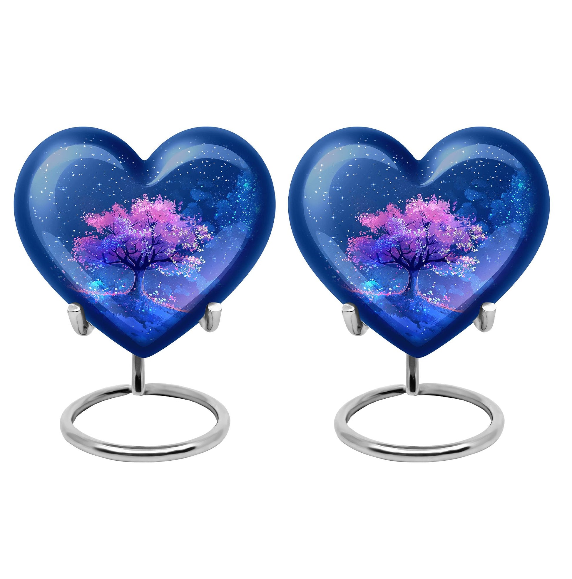 Blue Floral Tree Cremation Urn - Large Urns For Human Ashes