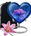 Blue Floral Tree Cremation Urn - Large Urns For Human Ashes