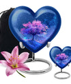 Blue Floral Tree Cremation Urn - Large Urns For Human Ashes