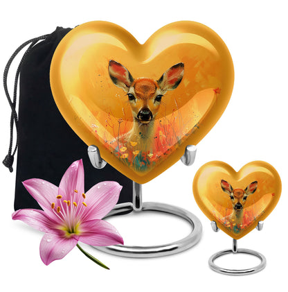 Personalized Deer Cremation Urn for Mom - 10-inch, 200 cu in - Yatskia