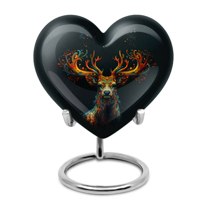 Black Personalized Deer Keepsake Urn for Human Ashes - 10-inch, 200 cu in - Yatskia