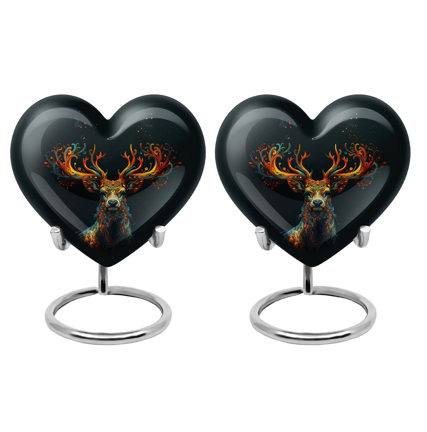 Black Personalized Deer Keepsake Urn for Human Ashes - 10-inch, 200 cu in - Yatskia