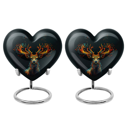 Black Personalized Deer Keepsake Urn for Human Ashes - 10-inch, 200 cu in - Yatskia