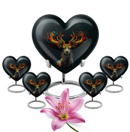 Black Personalized Deer Keepsake Urn for Human Ashes - 10-inch, 200 cu in - Yatskia