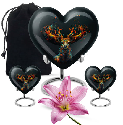 Black Personalized Deer Keepsake Urn for Human Ashes - 10-inch, 200 cu in - Yatskia