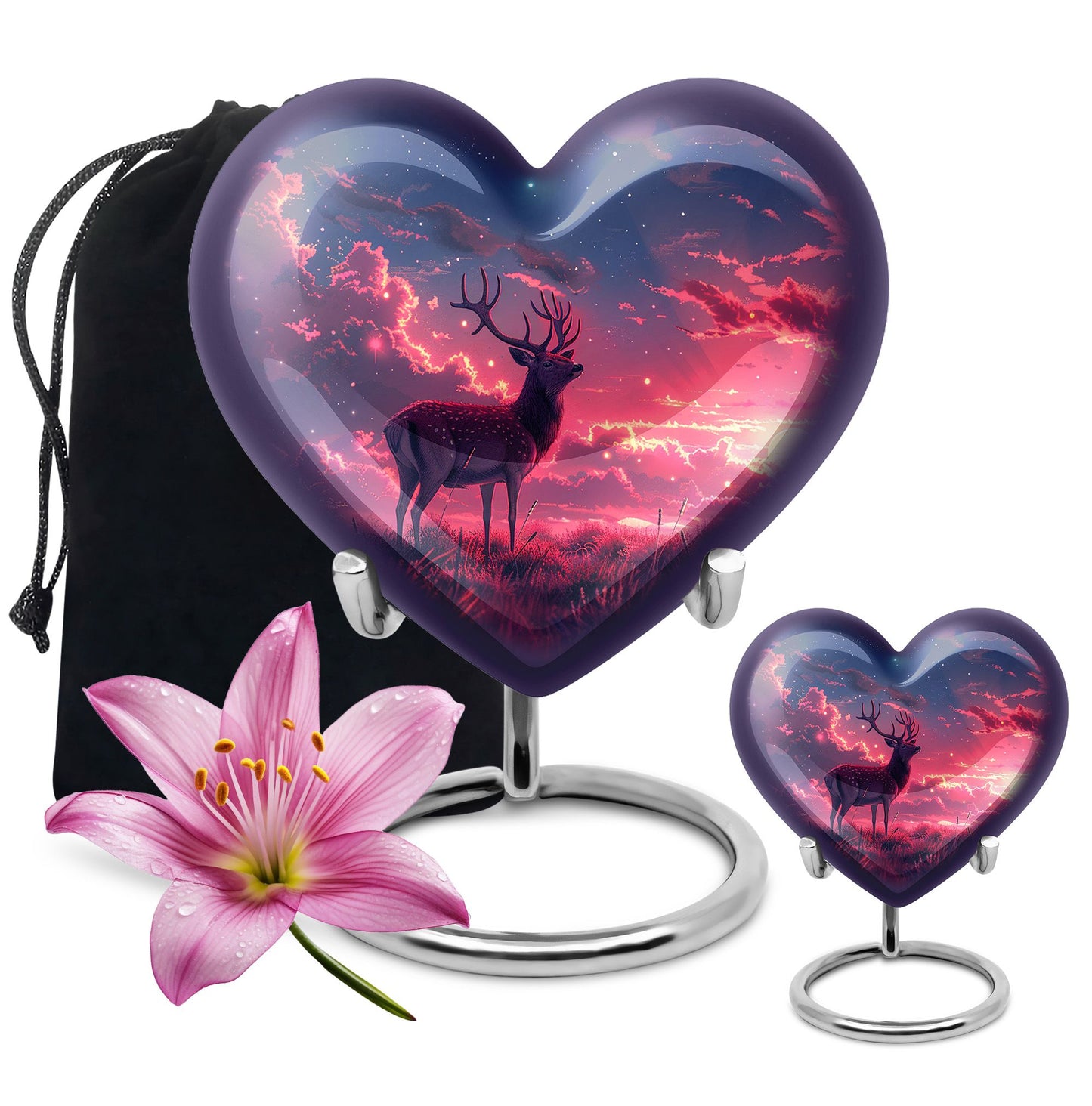 Personalized Deer Cremation Urn for Women - 10-inch, 200 cu in - Yatskia