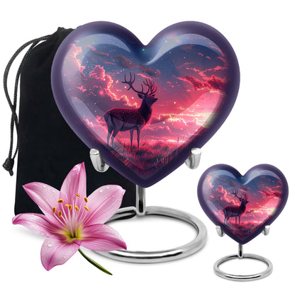 Personalized Deer Cremation Urn for Women - 10-inch, 200 cu in - Yatskia