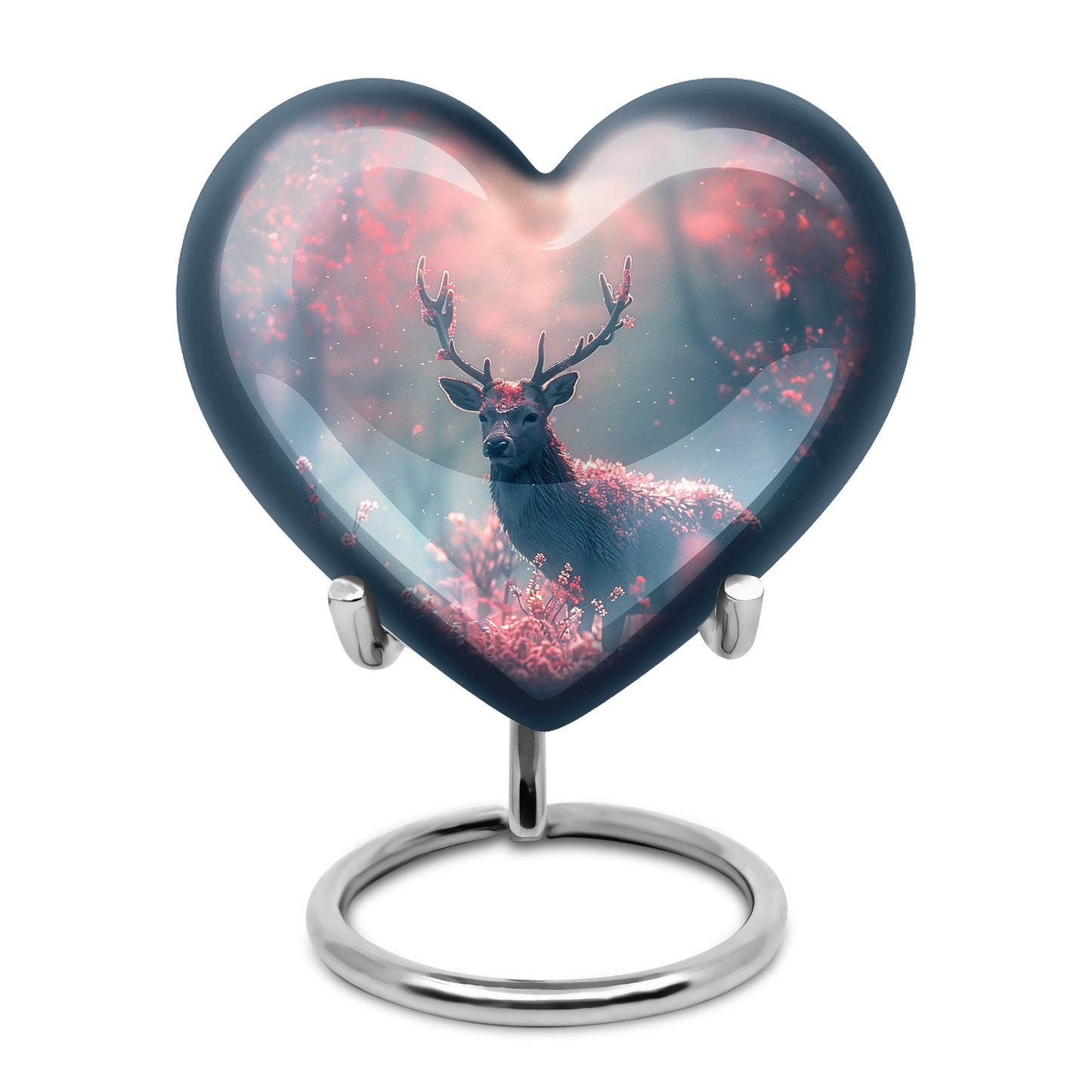 Pink Personalized Deer Cremation Urn for Human Ashes - 10-inch, 200 cu in - Yatskia