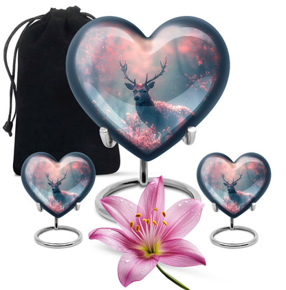 Pink Personalized Deer Cremation Urn for Human Ashes - 10-inch, 200 cu in - Yatskia