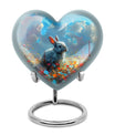 Colorful Flower Urn with White Bunny - Beautiful Pet Memorial Urn for Ashes